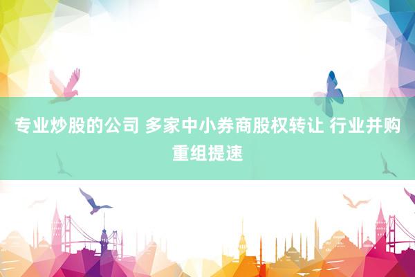 专业炒股的公司 多家中小券商股权转让 行业并购重组提速